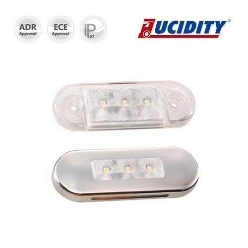 Luce Ingombro Rossa LED 85x29mm Lente Trasparente 12V/24V Lucidity 26260