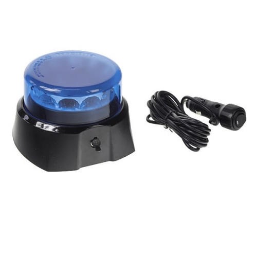 Lampeggiante LED Blu 125mm 12V/24V Base Magnetica >230km/h con Batteria